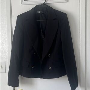 Zara Black Double-Breasted Blazer